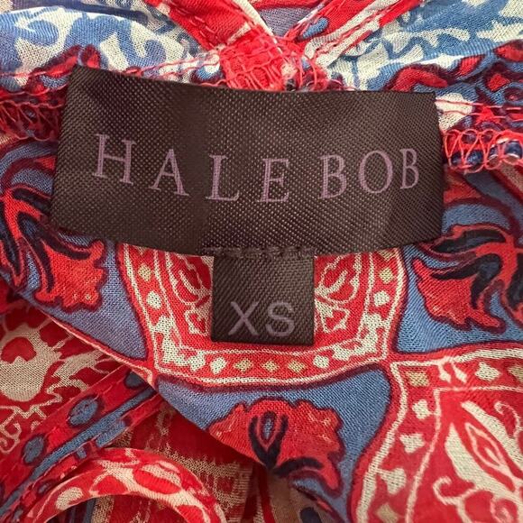 Hale Bob Dija Silk Colorful Abstract Pullover Top Drop Sleeve Boho Size XS - Picture 8 of 8